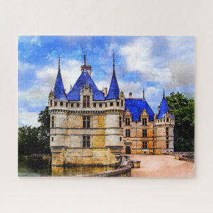 Mittelalterliche Burg Azay le Rideau, Frankreich. Puzzle