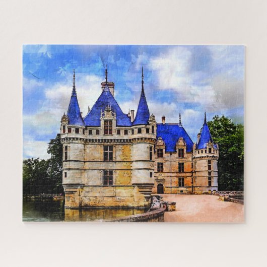 Mittelalterliche Burg Azay le Rideau, Frankreich. Puzzle (Horizontal)