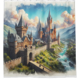 Mittelalterliche Burg im Tal des Massivs Duschvorhang