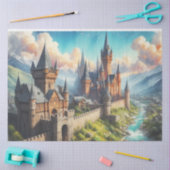 Mittelalterliche Burg im Tal des Massivs Seidenpapier (Basteln)