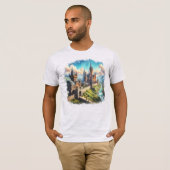 Mittelalterliche Burg im Tal des Massivs T-Shirt (Vorne ganz)