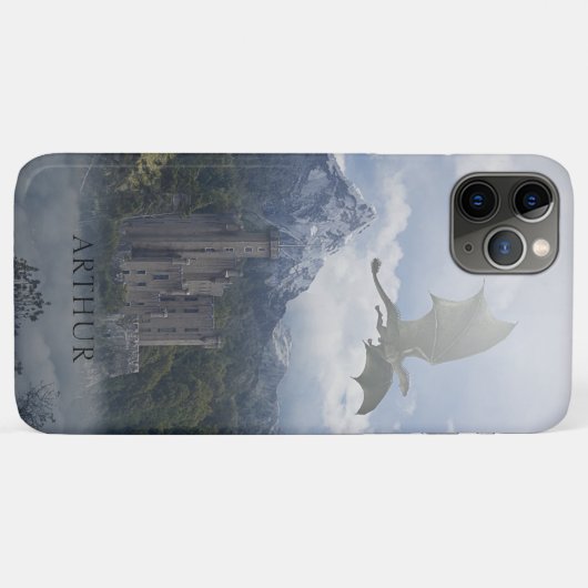 Mittelalterliche Burg mit Drachen - Personalisiert Case-Mate iPhone Hülle (Rückseite (Horizontal))