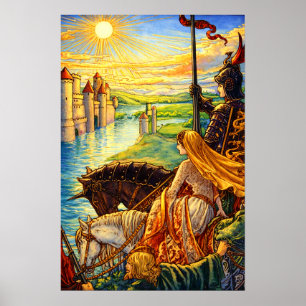 Mittelalterliche Burg, Ritter & Prinzessin Poster