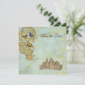 Mittelalterliche Burg Save The Date (Stehend Vorderseite)