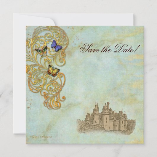 Mittelalterliche Burg Save The Date (Vorderseite)