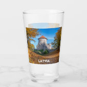 Mittelalterliche Burg umgeben von Wäldern Glas (Rückseite)