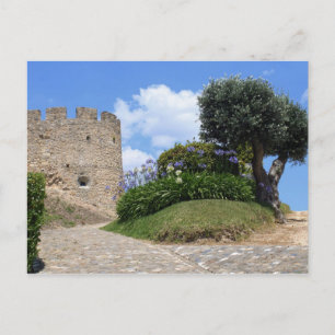 mittelalterliche Burg und Olivenbaum Postkarte