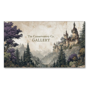 Mittelalterliche Burg Waldtal Vintage-Illustration Magnetische Visitenkarte