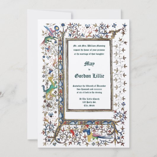 Mittelalterliche ca. 1415 beleuchtete Hochzeit Einladung (Vorderseite)