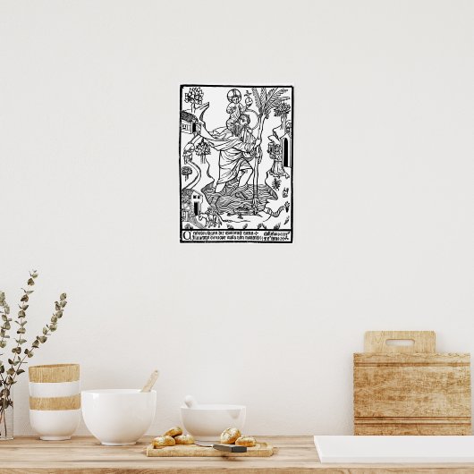 Mittelalterliche Christliche Gravur Poster (Küche)