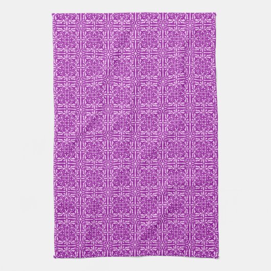 Mittelalterliche Damaske Fleur-de-lis, Amethyst li Handtuch (Vertikal)