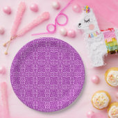 Mittelalterliche Damaske Fleur-de-lis, Amethyst li Pappteller (Party)
