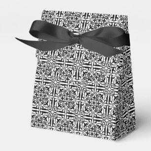 Mittelalterliche Damaske Fleur-de-lis, schwarz-wei Geschenkschachtel