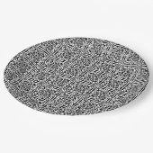 Mittelalterliche Damaske Fleur-de-lis, schwarz-wei Pappteller (Schrägansicht)