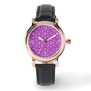 Mittelalterliche Damaskottdiamanten, Amethyst lila Armbanduhr