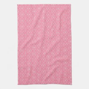 Mittelalterliche Damaskus Diamanten, Korallenrosa  Küchentuch