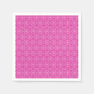 Mittelalterliche Damaskus Diamanten, Magenta und W Serviette