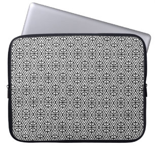 Mittelalterliche Damaskus-Diamanten, schwarz-weiß Laptopschutzhülle