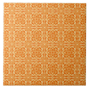 Mittelalterliche Damast Fleur-de-lis, Mandarine Fliese