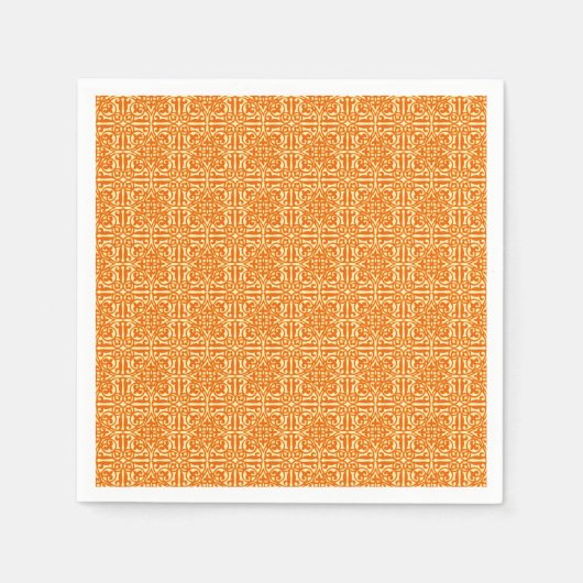 Mittelalterliche Damast Fleur-de-lis, Mandarine Serviette (Vorderseite)