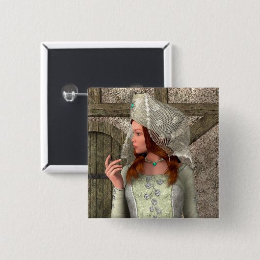 Mittelalterliche Dame Button (Vorne & Hinten)