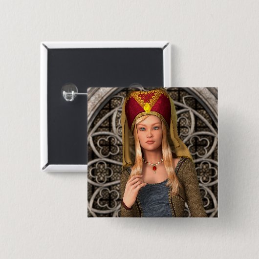 Mittelalterliche Dame Button (Vorne & Hinten)
