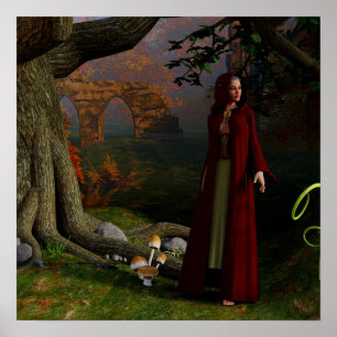 Mittelalterliche Dame Fantasy Art Forest Poster