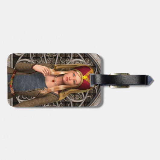 Mittelalterliche Dame Gepäckanhänger (Rückseite horizontal)