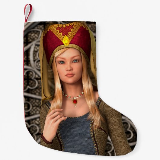 Mittelalterliche Dame Kleiner Weihnachtsstrumpf (Vorderseite)