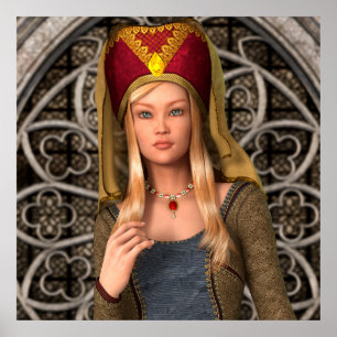 Mittelalterliche Dame Poster