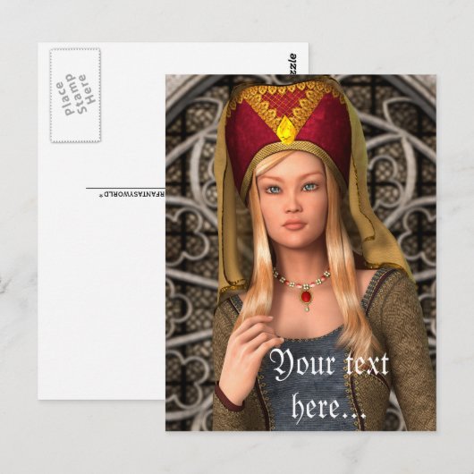 Mittelalterliche Dame Postkarte (Vorne/Hinten)