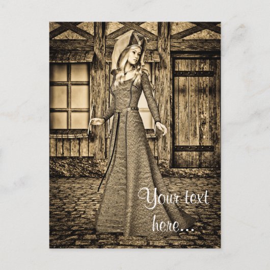 Mittelalterliche Dame Postkarte (Vorderseite)