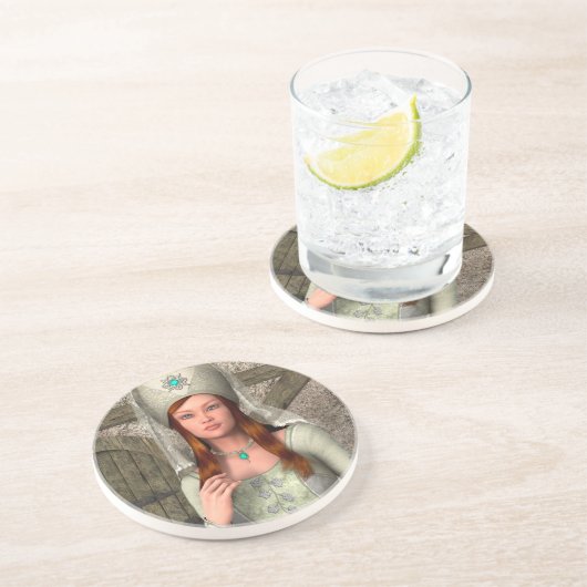 Mittelalterliche Dame Sandstein Untersetzer (Seite)