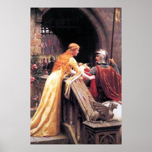 Mittelalterliche Dame und Ritter Poster (Vorne)