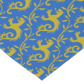 Mittelalterliche Dande-Lions auf blauem Tischläufe Kurzer Tischläufer (Ecke)