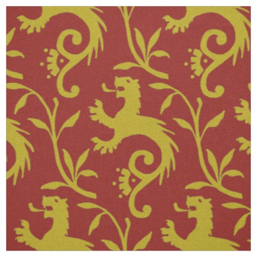 Mittelalterliche Dande-Lions auf Rot Stoff (Muster)