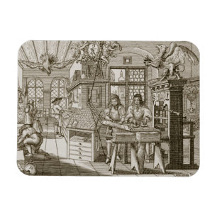 Mittelalterliche deutsche Druckmaschine (Stich) Magnet