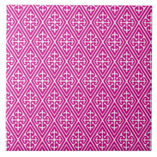 mittelalterliche Diamant-Damaskus-Muster in Magent Fliese