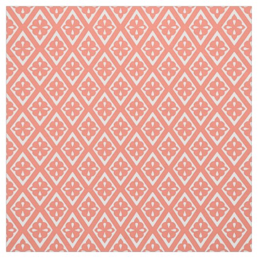 Mittelalterliche Diamanten - Korallenrosa und Weiß Stoff (Muster)