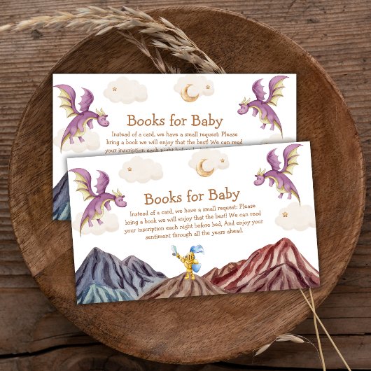Mittelalterliche Drachenbücher für Babydusche Begleitkarte