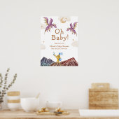 Mittelalterliche Drachenjunge Babydusche Willkomme Poster (Küche)