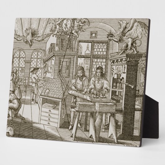 Mittelalterliche Druckmaschine (Gravur) Fotoplatte (Seite)