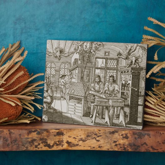 Mittelalterliche Druckmaschine (Gravur) Fotoplatte (Seite)