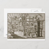 Mittelalterliche Druckmaschine (Gravur) Postkarte (Vorne/Hinten)