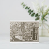 Mittelalterliche Druckmaschine (Gravur) Postkarte (Stehend Vorderseite)