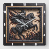 Mittelalterliche Ehre: Holzschnitzerei Quadratische Wanduhr (Vorderseite)