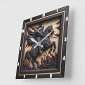 Mittelalterliche Ehre: Holzschnitzerei Quadratische Wanduhr (Winkel)