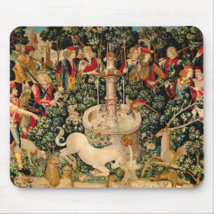 Mittelalterliche Einhorn-Tapeten Druck: Met Cloist Mousepad