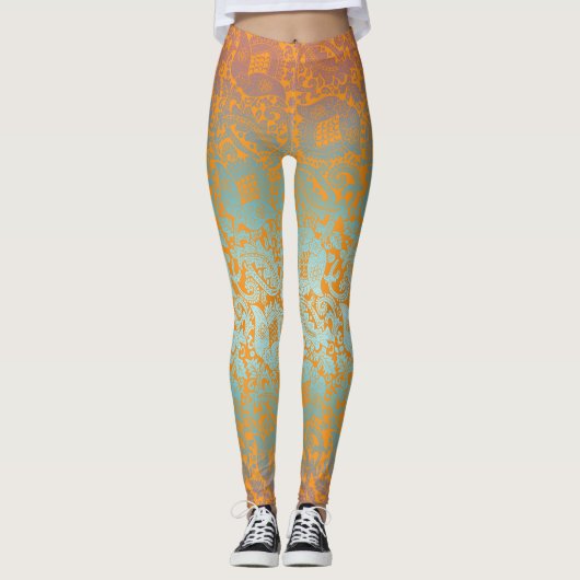 Mittelalterliche Einzigartige Blumenschmuck Multic Leggings (Vorderseite)