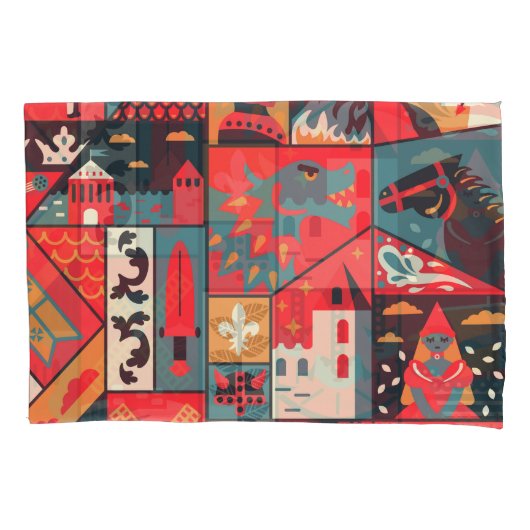 Mittelalterliche Eleganz: Nahtloses Muster Kissenbezug (Vorderseite)